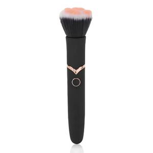 lot 14429 image: Powered Electric Makeup Brush Loose Powder Brush 10 Gears Vibration Electric Massage Brush for Makeup Blending Contouring Airbrush Finish, Black