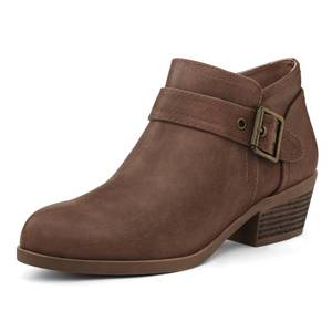 lot 14433 image: mysoft Womens Ankle Boots Low Chunky Stacked Heel Comfortable Round Toe booties with Side Zipper Shoes 9.5