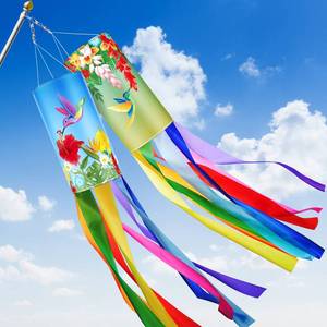 lot 14439 image: Tatuo 2 Pcs Wind Socks for Outside Heavy Duty 40 Inches Decorative Spring Summer Winter Hummingbird Windsock with Streamers Hanging Decor for Wall Tree Front Patio Lawn Garden