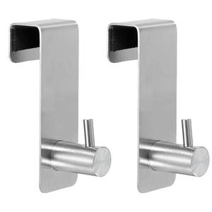 lot 14448 image: uxcell 2-in-1 Stainless Steel Extended Shower Hooks for Frameless Glass Door, Silver