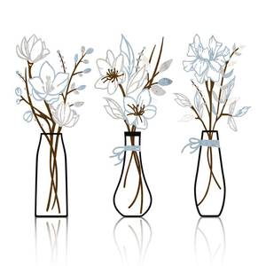 lot 14457 image: Zzbakress 3 Pcs Metal Flowers Wall Arts Rustic Farmhouse Decor Bathroom Wall Decor Metal Wall Decor for Living-room Dining-Room Kitchen Minimalist Decor Housewarming Gifts (Blue Brown)