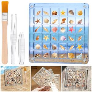 lot 14462 image: Seashell Display Box �� 36 Grid Clear Acrylic Shell Holder & Organizer Case with Magnetic Lid for Sea Shell Collection, Crystals & Mini Collectibles