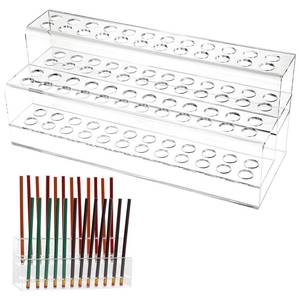 lot 14463 image: Acrylic Pen Holder, 48-Slots Pen Display Stand 2 Tier Pencil Display Desk Stand Clear Eyebrow Pen Stand Makeup Brush Rack Organizer for Home Office Desk School Supplies