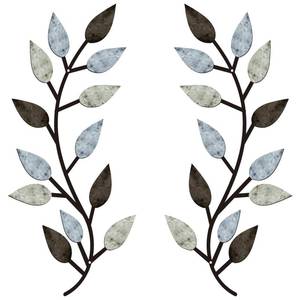 lot 14470 image: Zhengmy 2 Pieces Metal Tree Leaf Wall Decor Vine Olive Branch Leaf Wall Art Living Room, Hallway Wall Decor Outdoor Decoration(Pastel Colors)