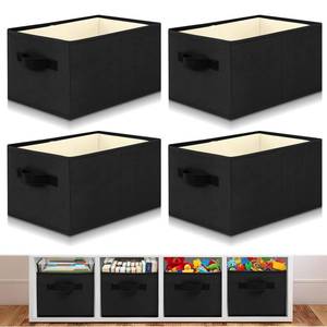 lot 14473 image: Yinder 4 Pcs Cube Storage Bin 14x10x8 Storage Bins for Room Decor Colorful Bins Foldable Baskets for Nursery Organizer Boxes Fabric Boxes (Black)