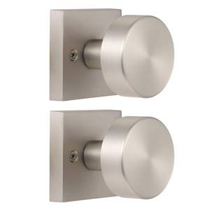 lot 14482 image: coolnews 2 Pack Brushed Nickel Dummy Door Knobs Interior, Single Sided Square Modern Dummy Door Knob Door Handle for HallCloset, Satin Nickel