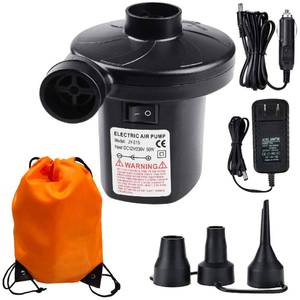 lot 14489 image: Valiant Electric Air Pump Portable Quick Fill with 3 Nozzles110-240V AC 12V DC Inflator Deflator for Camping Inflatable Cushions Yoga Balls Couch Air Mattress Boats Swimming Ring Pool Floats Rafts