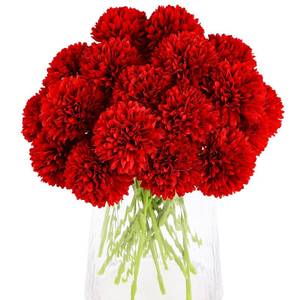 lot 17501 image: Kimuras Cabin 20pcs Fake Mums Flowers Artificial Silk Chrysanthemum Hydrangeas Ball for Wedding Arrangements Home Kitchen Party Table Centerpieces DIY Bouquets (Red)