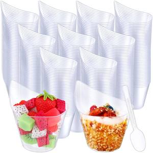 lot 17503 image: Gandeer 250 Pack Clear Plastic Dessert Cups with Tasting Spoons, Appetizer Cups Yogurt Parfait Bowls with Spoons for Party Supplies Catering Chocolate Desserts Buffet Food Display (5 oz)