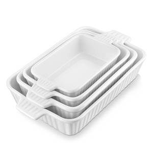 lot 17515 image: MALACASA Casserole Dishes for Oven, Porcelain Baking Dishes, Ceramic Bakeware Sets of 4, Rectangular Lasagna Pans Deep with Handles for Baking Cake Kitchen, White (9.411.112.214.7), Series