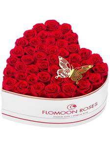 lot 17517 image: Flomoon 47-Piece Forever Flowers in Heart Shape Box, Valentines Day Preserved Roses Gift for Her, Preserved Flowers Gifts for Mom Birthday Mothers Day, Rose Long Lasting that Last Over a Year, Red
