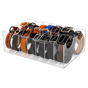 lot 17526 image: Cutora Acrylic Belt Organizer - 14 Compartment Clear Display Case for Closet and Drawer