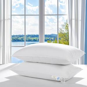 lot 17533 image: Canadian White Goose Down Pillow 1050 Fill Power 80% Goose Down 20% Goose Feather King Size Down Pillows With 600TC 100% Cotton Pillow Shell Ideal for Plush Comfort and Support (20X36, Set of 2)
