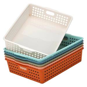 lot 17536 image: LYHLYA 6-Pack Stackable Paper Trays with Handles, Modern Desktop Organizer for A4 Documents, Homework Turn-In Bins for Classroom & Office Use