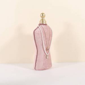 lot 17538 image: GemeShou Velvet necklace holder display stand, Pink jewelry necklace display for selling, necklace mannequin for jewelry, necklace bust jewelry display for Countertop��Pink-Medium��