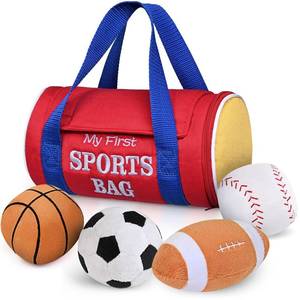 lot 18009 image: KMUYSL Baby Toys 0-12 Months, My First Sports Bag Plush Toy - 4 Sensory Balls Soft Toys with Crinkle, Rattles for 0-3-6-9-12 Month Newborn Infant, 1st Birthday for Babies Boys Girls Age 1