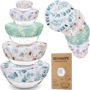 lot 18010 image: Revahope 5-Size Reusable Beeswax Bowl Covers for Bread Proofing, Cotton Cloth Flexible Beeswax Wraps for Sourdough Bread Cover and Food Storage