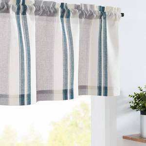lot 18018 image: jinchan Striped Valance Farmhouse Window Treatment Linen Textured Drapes for Small Windows Kitchen Living Room RV Vintage Light Filtering Valance 16 Inch Rod Pocket 1 Panel Blue and Grey