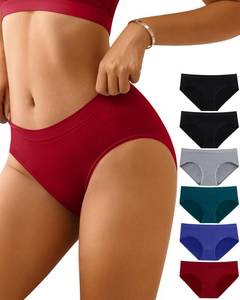 lot 18243 image: CULAYII Cotton underwear for women Seamless Breathable Briefs Soft Stretch Low Waisted Womens Sports panties Moisture Wicking Underwear Packs Woman Size M-L