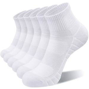 lot 18244 image: Lapulas Athletic Quarter Socks for Men Women, Cotton Mesh, Cushioned Arch Support, Non-Slip Running Ankle Design, 6 Pack