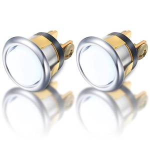 lot 18298 image: Dreyoo 2 Pack Lighted Doorbell Button Replacement, Easy to Install Wired Doorbell Button Push Door Bell Ringer Kit Round Rim with Lighted Center, White Light(Silver)