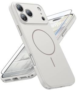 lot 18301 image: FNTCASE for iPhone 17 Pro Case Compatible with Magsafe Solid Matte 17 Pro Cases White with Screen Protector Full Camera Protection Military Grade Shockproof Protective Phone Cover, 6.3 inch