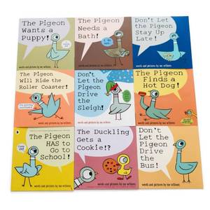lot 18318 image: 9PCS Mo Willems Pigeon Books Dont Let the Pigeon Drive the Bus Book Series Set Paperback, Pigeon Books Collection for Kids