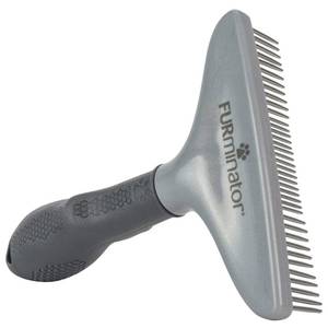lot 18324 image: FURminator DogCat Grooming Rake, Grooming Tool, Removes Loose Hair and Tangles, Gray