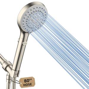 lot 19811 image: FASDUNT Shower Head with Handheld, High Pressure Handheld Shower Head with 80 Extra Long Stainless Steel Hose & Adjustable Bracket, Showerhead with ONOFF Switch for Pets Bath, Brushed Nickel