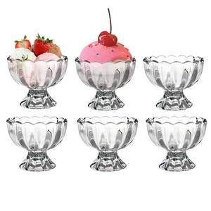 lot 19818 image: CHPINDAM Vintage Glass Dessert Bowls, Ice Cream cups, 5oz Dessert cups, for Sundae, Fruit, Ice Cream, Pudding, small snacks,Condiment (6)
