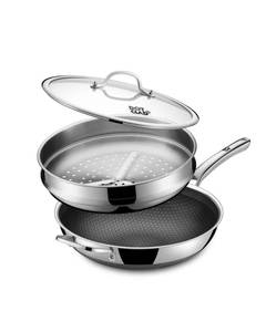 lot 19825 image: DOTCLAD 13 Inch Hybrid Stainless Steel Wok with Lid and Steamer Basket, Non Stick Stir Fry Pan, PFOA-Free, Works on Induction, Dishwasher & Oven Safe
