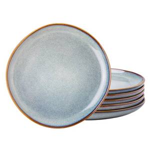 lot 19826 image: AmorArc Ceramic Dinner Plates Set of 6, 10.5 Inch Handmade Reactive Glaze Stoneware Plates, Rustic Shape Dinnerware Dish Set for Kitchen, Microwave & Dishwasher Safe, Scratch Resistant