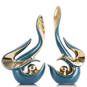 lot 19827 image: XMGZQ Mid Century Modern Abstract Art Home Decor Accent,Porcelain Statues for Living Room Coffee Table Centerpieces for Dining Room,Ceramic Sculptures and Gold Knick Knacks for TV Stand Decor (Green)