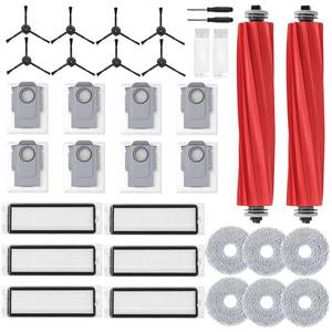 lot 19828 image: DTESL 34 Pcs Q Revo Replacement Accessories for Roborock Robot Vacuum, 2 Main Brush, 6 HEPA Filter,8 Dust Bag, 8 Side Brushe,6 Mop Cloth Pad, 4 Cleaning Tool