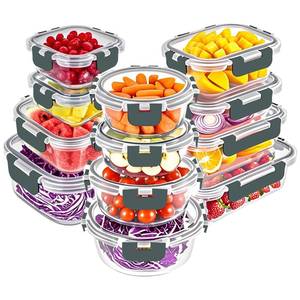 lot 19863 image: VERONES 12 Packs Glass Food Storage Containers Set, Airtight Glass Lunch Containers, Glass Meal Prep Containers with Lids,Exclusive of BPA, for Microwave, Oven, Freezer & Dishwasher Friendly,Grey