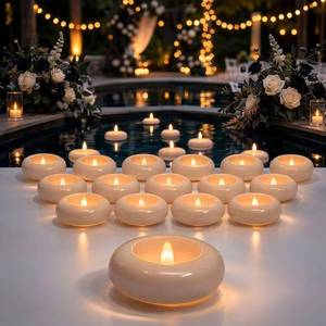 lot 19876 image: Aignis 24pcs Flameless Floating Candles Waterproof, 200Hr 3��LED Floating Tea Lights with Battery, Water-Activated Candles for Pool, Wedding Centerpieces, Bath & Spa, Easter Decoration (Elegant White)