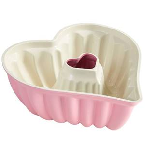 lot 19879 image: HONGBAKE Heart Shaped Cake Pan, Cast Aluminum Pound Cake Pan with Non-Toxic Ceramic Coating, Nonstick Fluted Cake Mold for Baking, Valentines Day & Special Occasions,10-Inch, Pink