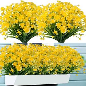 lot 19888 image: NOV FIRE Outdoor Artificial Daisies Flowers,20 Bundles UV Resistant Fake Flowers Outdoor Faux Plastic Flowers Plants Shrubs for Indoor Outside Decoration(Yellow)