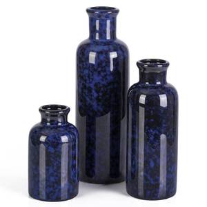 lot 19891 image: Small Blue Ceramic Vase Set of 3, Boho Modern Flower Vase Room Decor, Farmhouse Decor, Vases for Your Kitchen, Bathroom, Bedroom, Living Room, Office&Shelf Centerpiece Table Decorations