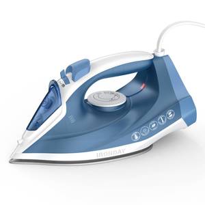 lot 19893 image: IRONDAY Steam Iron for Clothes Fast Heating, 1200W Iron with Non-Stick Ceramic Soleplate, Self-Cleaning, Burst of Steam, Spray Mist, 7.03oz Water Tank Ironing Clothes for Home, Blue