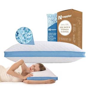 lot 19900 image: Nappler Side and Back Sleeper Pillow for Neck and Shoulder Pain Relief - Shredded Memory Foam Bed Pillow for Sleeping - 100% Adjustable Fill - Standard Size Modal Washable Case. Extra Fill Included