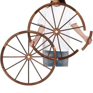 lot 19909 image: CroBlissful 2 Pcs Wooden Wagon Wheels 30 Inch Removable Decorative Wooden Wheels Old Western Wood Wagon Wheel Hanging Cowboy Party Decorations Wood Wheels for Bar Garage Indoor Outdoor