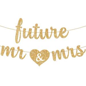 lot 20243 image: KatchOn, Gold Glitter Future Mr & Mrs Banner - 10 Feet, Pre-Strung, No DIY  Future Mr and Mrs Banner  Engagement Party Decorations  Bachelorette Party Decorations, Bridal Shower Decorations
