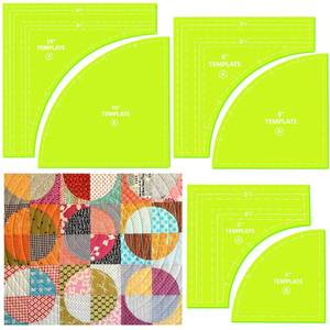 lot 20244 image: Kigley 3 Set Drunkards Path Quilting Templates Large Quilting Rulers and Templates for Cutting Patterns with 14 Seam Allowance Supplies for DIY Craft (Green,10, 8, 6 inch)