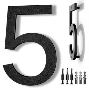 lot 20251 image: IVERRA 8 Inch Large Floating House Numbers, Black Modern House Number for Outside, Home Address Numbers for Outdoor Garage Gate Wall Street (5)