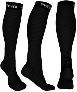 lot 20265 image: Physix Gear Compression Socks - Best Men & Womens Compression Socks for Circulation, Running, Nurses, Athletic Use Sock Compression, Blood Pressure Socks, Calcetines de Compresion, All, Black, LXL