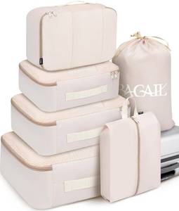 lot 20266 image: BAGAIL 6 Set Packing Cubes Luggage Packing Organizers for Travel Accessories-Beige
