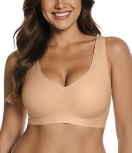 lot 20271 image: OEAK Womens Jelly Bras No Underwire Seamless Full Coverage Support Lift Pull on Bralette Comfort Everyday Sports Tshirt Bra Sand,XL