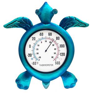 lot 20275 image: SOTALING Turtle Outdoor Thermometer - Wall Mount Thermometer - Blue Turtle Design Decor Outdoor and Indoor