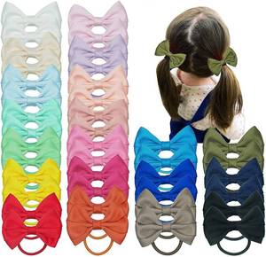 lot 20296 image: 40 Pcs Hair Accessories - 3 Inch Bows, Rubber Bands, Ponytail Holders Elastics & Pigtail Bows for Girls & Toddlers